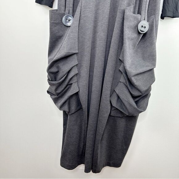 Avivit Yizhar‎ Longsleeve Gray/Black Dress with  Button Gathered Pockets Detail - Picture 7 of 11
